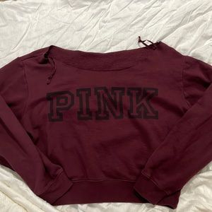 Junior/Woman’s Large Burgundy Victoria’s Secret pink off shoulder shirt